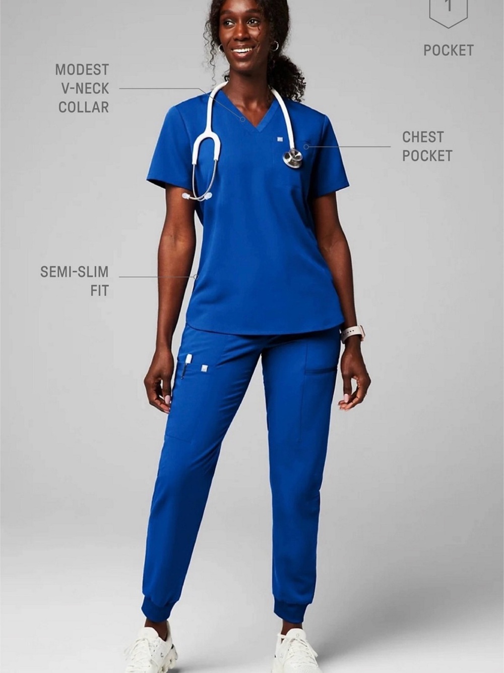Menorca Women's V-Neck Scrub Set - Royal Blue